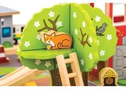 BigJigs BJT049 Treintafel Brandweer Spoortafel Houten Trein -Beste Speelgoed Winkel bigjigs bt049 brandwweer trein set en tafel 4