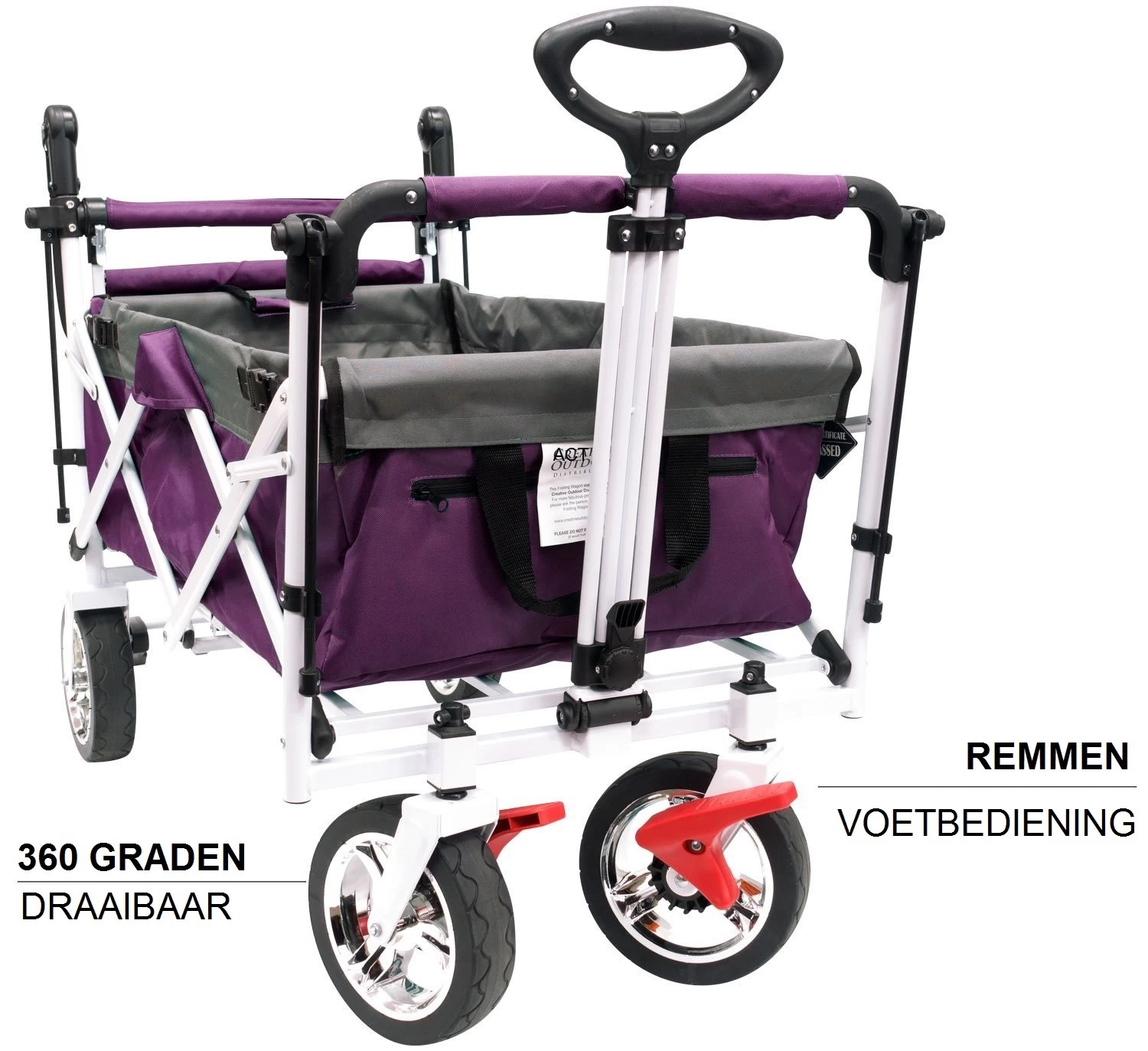 Active Outdoor Bolderkar Paars Met Zonnedak En Extra Bagagetas. Showmodel 6 Active Outdoor Bolderkar Paars Met Zonnedak En Extra Bagagetas. Showmodel - Afbeelding 4