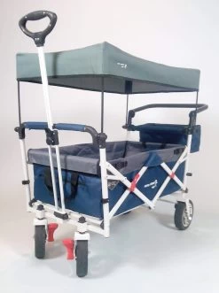 Active Outdoor Bolderkar Blauw Incl. Zonnedak, Extra Bagagetas En Extension. -Beste Speelgoed Winkel bolderwagen active outdoor wagon blauw trekstang voor
