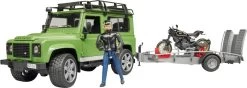 Bruder 2598 Landrover Defender+aanhanger+motorfiets Ducati