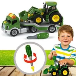 Dieplader + Tractor John Deere Met Voorlader – Constructiespeelgoed – Theo Klein 3908 -Beste Speelgoed Winkel dieplader met tractor john deere theo klein 3908 1 1