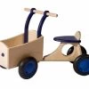 Houten Bakfiets Blauw Loopfiets VanDijkToys -Beste Speelgoed Winkel houten bakfiets blauw van dijktoys