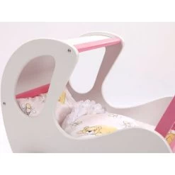 Houten Poppenwagen De Luxe White Incl. Dekbed / Slaapzak -Beste Speelgoed Winkel houten poppenwagen met kap pallas wit rose 2