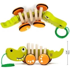 Trekfiguur Hape: Walk-a-Long Crocodile -Beste Speelgoed Winkel houten trekdier hape walk along crocodile 1 1