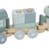 Little Dutch LD7036 Houten Blokkentrein Blauw -Beste Speelgoed Winkel little dutch houten blokkentrein blauw