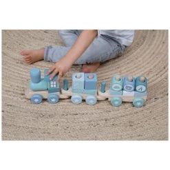 Little Dutch LD7036 Houten Blokkentrein Blauw -Beste Speelgoed Winkel little dutch houten blokkentrein blauw 2