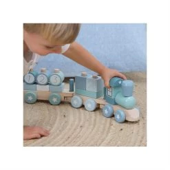 Little Dutch LD7036 Houten Blokkentrein Blauw -Beste Speelgoed Winkel little dutch houten blokkentrein blauw 3