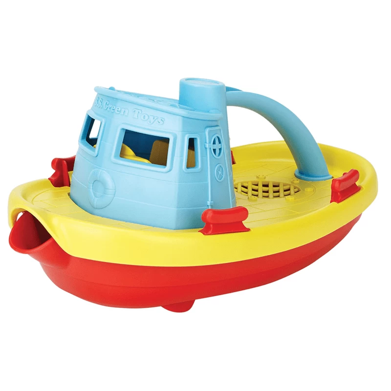 Green Toys Green-Toys Sleepboot Geel Met Blauw Handvat 3 Green Toys Green-Toys Sleepboot Geel Met Blauw Handvat