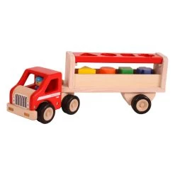 Houten Vrachtwagen Met Geometrische Vormen