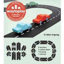 WayToPlay Ringroad Ringweg Rubber Flexibele Autobaan 12-dlg